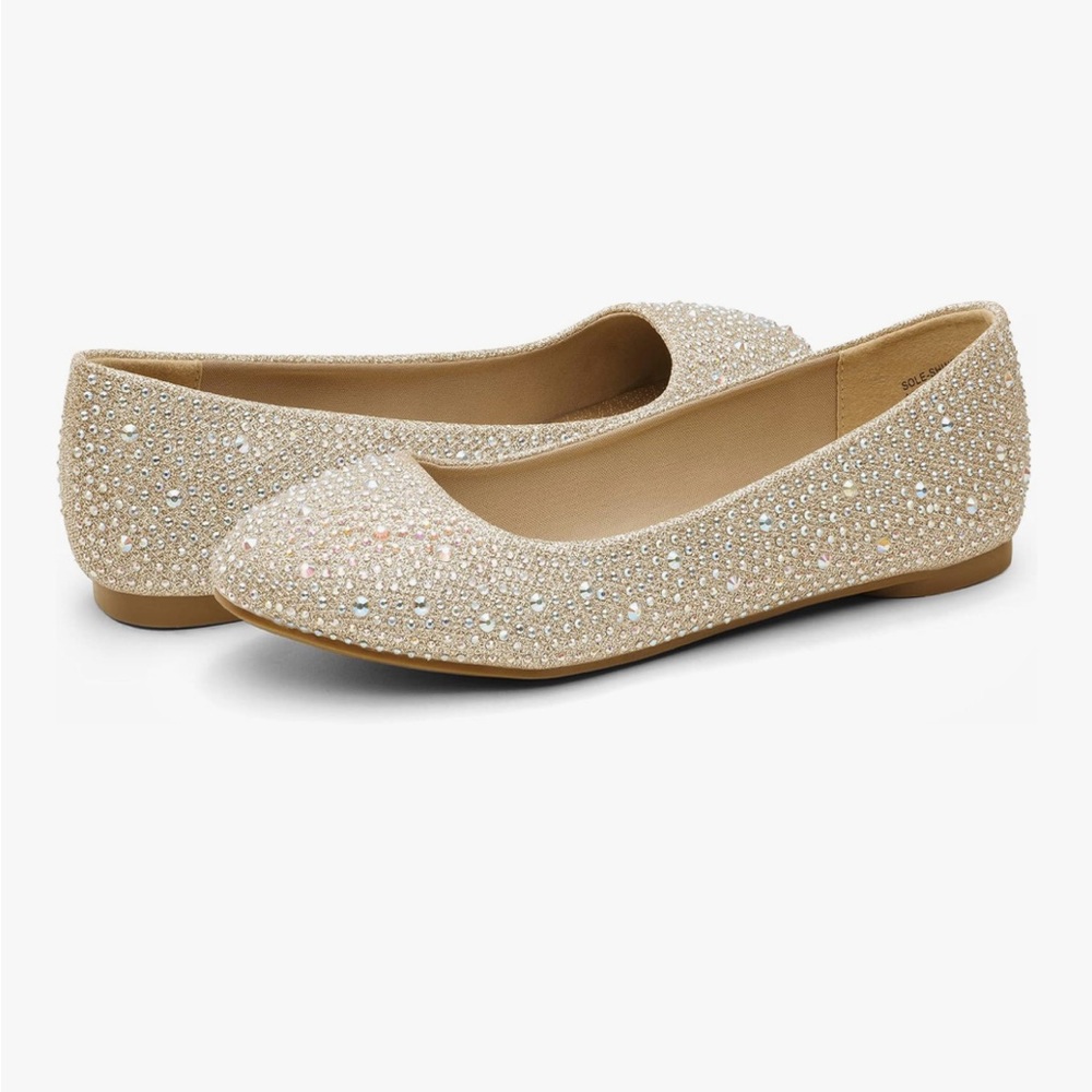 Dreampairs BNIB sparkle sequin gold ballet flats size 8.5